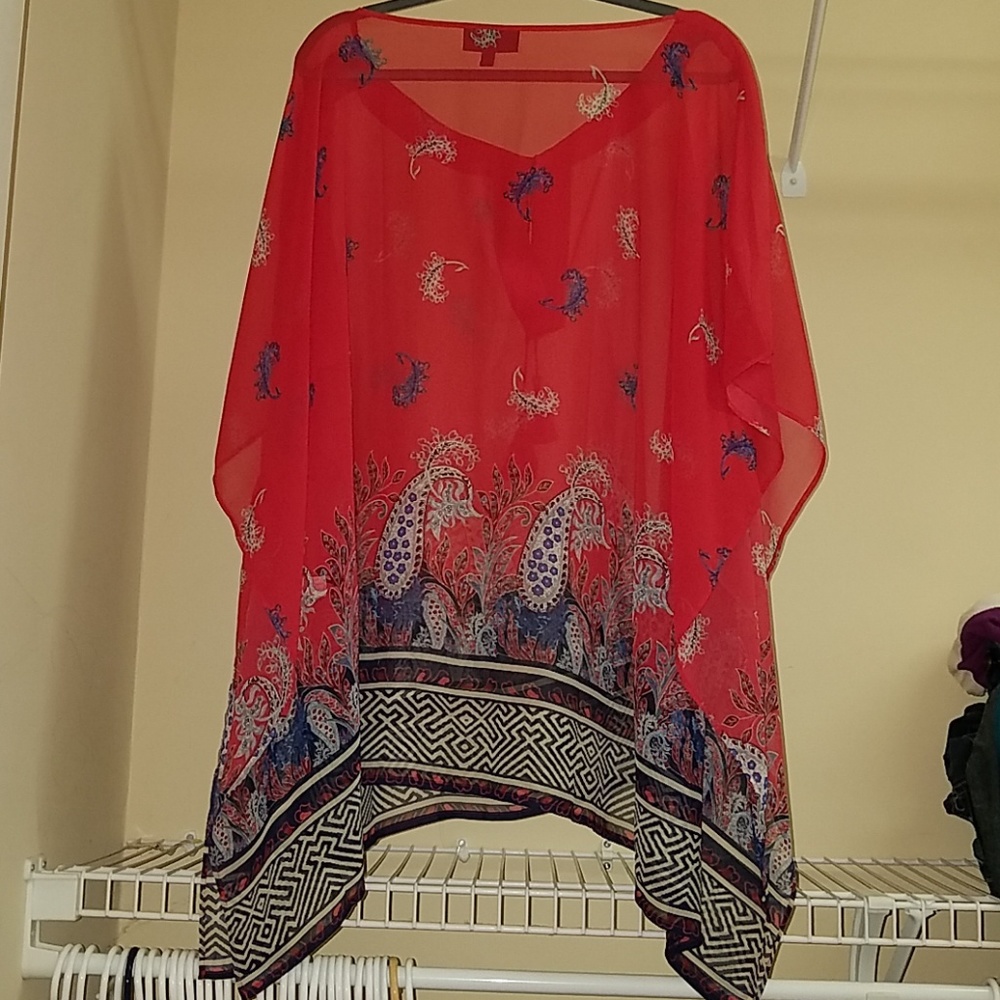 Lane Bryant Sheer Short Sleeve Pheasant Bl… - Picture 2 of 5